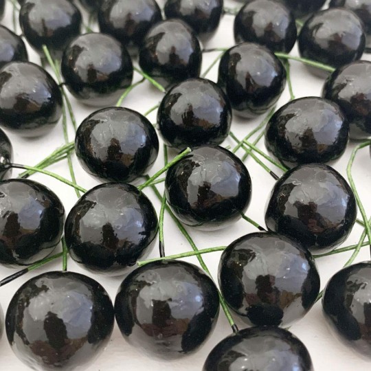 10 Vintage Black Cherries Old Stock Millinery Fruit ~  3/4"