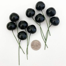 10 Vintage Black Cherries Old Stock Millinery Fruit ~  3/4"