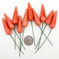 10 Spun Cotton & Lacquered Vintage Carrots ~ 1 3/4"