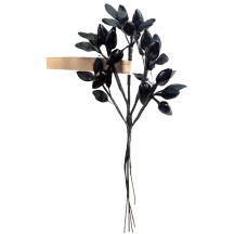 Spray of Glass Berries with Satin Leaves in Solid Black ~ Vintage Germany
