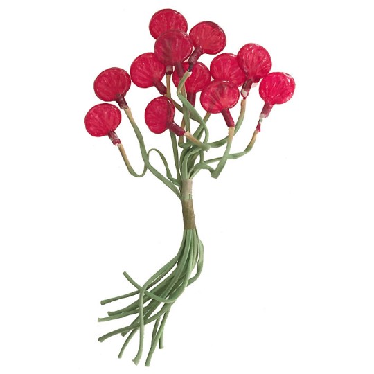 Bundle of 12 Stems with Clear Red Glass Fruit ~ Vintage Germany