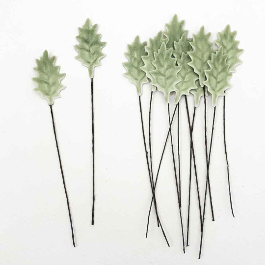 Sage Green Lacquered Petite Holly Leaves for Christmas Crafts ~ Bundle of 12 Old Fashioned Craft Leaves
