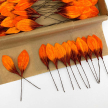 Set of 12 Small Velvet Pear Leaves ~ AUTUMN OMBRE