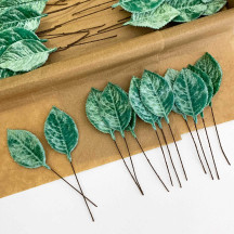 Set of 12 Velvet Rose Leaves ~ AQUA