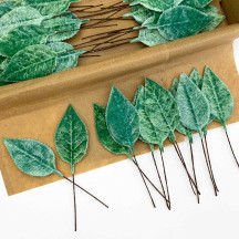 Set of 12 Velvet Rose Leaves ~ AQUA