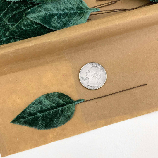 Set of 12 Velvet Rose Leaves ~ SAGE GREEN
