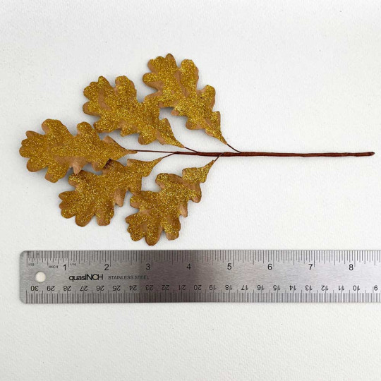 Brown Paper Oak Leaves with Glitter for Fall Crafts ~ 3 Sprigs