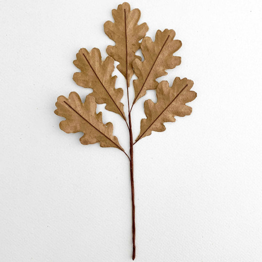 Brown Paper Oak Leaves with Glitter for Fall Crafts ~ 3 Sprigs
