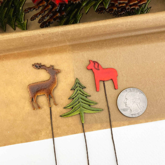 Christmas Mix Lacquered Craft Picks ~ Bundle of 15 Retro-Style Picks