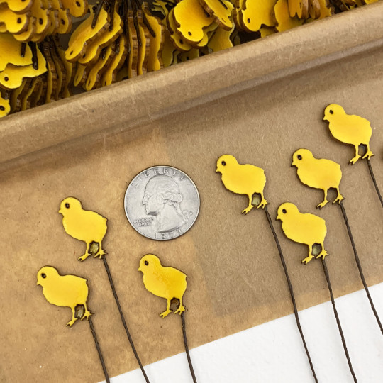Yellow Chicks Lacquered Craft Picks ~ Bundle of 12 Retro-Style Picks