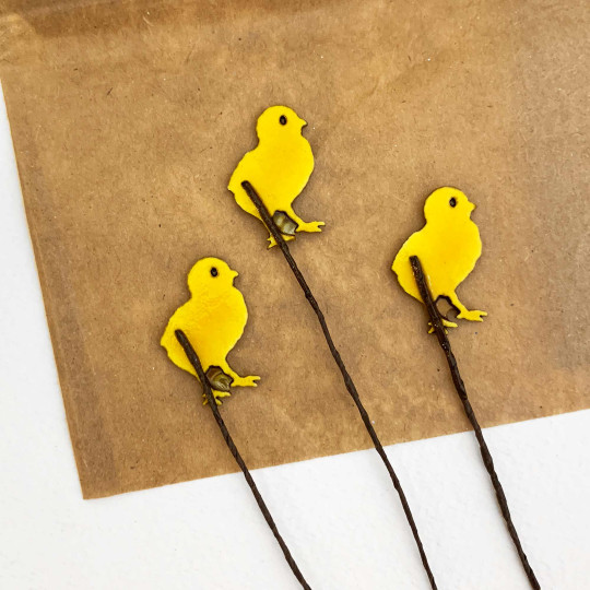 Yellow Chicks Lacquered Craft Picks ~ Bundle of 12 Retro-Style Picks