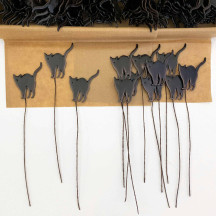 Arched Black Cats Lacquered Craft Picks ~ Bundle of 12 Retro-Style Halloween Picks