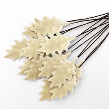 Cream Lacquered Petite Holly Leaves for Christmas Crafts ~ Bundle of 12 Old Fashioned Craft Leaves