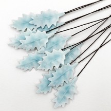 Light Blue Lacquered Petite Holly Leaves for Christmas Crafts ~ Bundle of 12 Old Fashioned Craft Leaves
