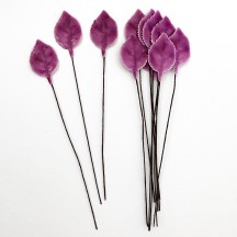 Purple Lacquered Paper Petite Rose Leaves ~ Bundle of 12 Old Fashioned Craft Leaves