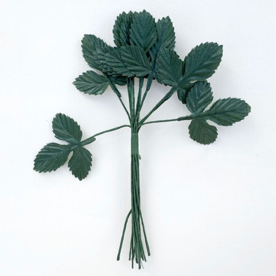 Green Fabric Strawberry Leaves ~ 1-1/2" Long