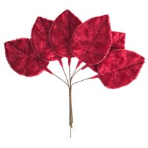 Set of 6 Embossed Burgundy Velvet Rose Leaves ~ Czech Repub.