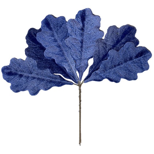 Set of 6 Blue Velvet Oak Leaves ~ Czech Repub.