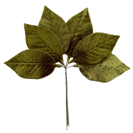Set of 6 Green Ombre Velvet Leaves ~ Czech Repub.