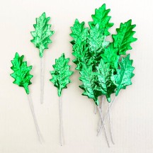 Set of 12 Petite Foil Holly Leaves ~ GREEN