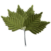 Set of 6 Small Green Velvet Fern Leaves ~ Czech Repub.