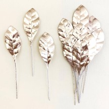 Set of 12 Small Foil Pear Leaves ~ PALE GOLD