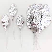 Set of 12 Small Foil Pear Leaves ~ SILVER