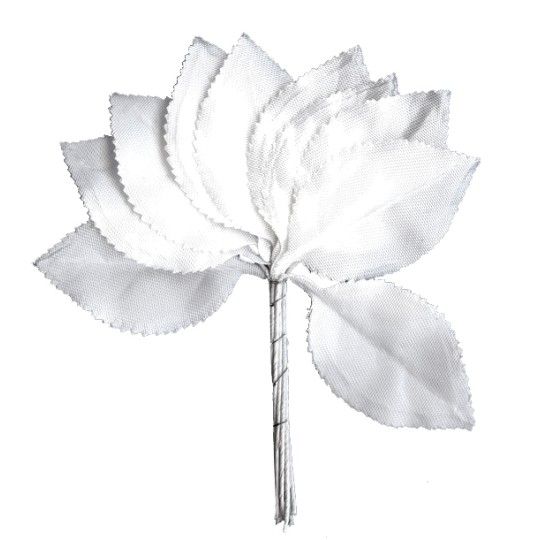 Set of 10 Small White Satin Rose Leaves ~ Czech Repub.