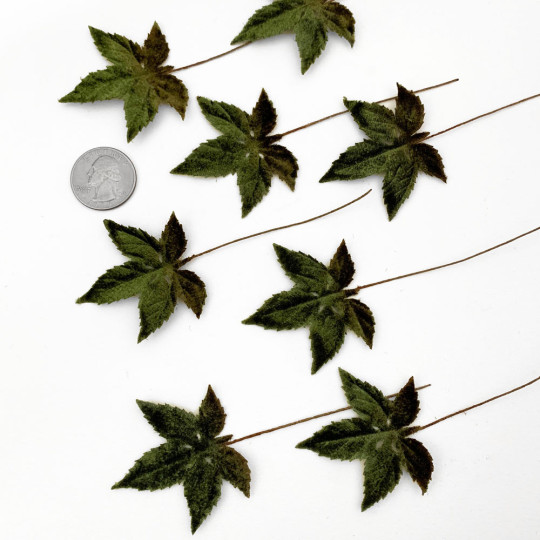 Set of 12 Sweet Gum Leaves ~ DARK GREEN OMBRE