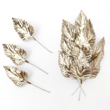 Set of 12 Foil Birch Leaves ~ PALE GOLD