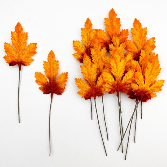 Set of 12 Elongated Maple Leaves ~ AUTUMN OMBRE
