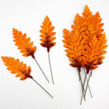 Set of 12 Velvet Fern Leaves ~ AUTUMN OMBRE