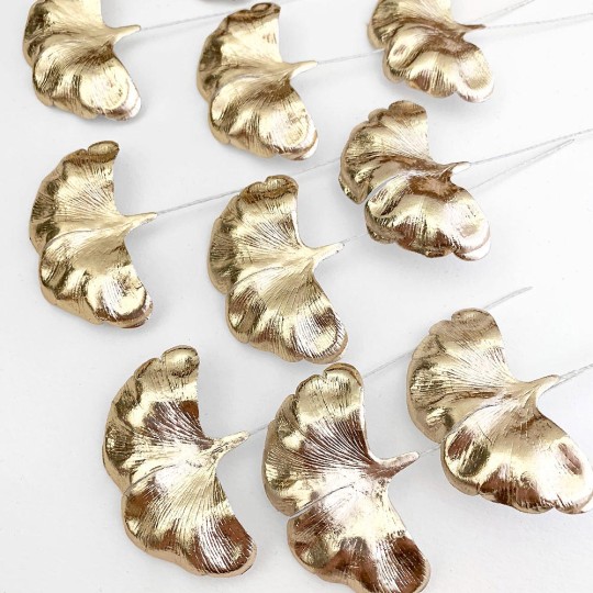 Gold Foil Paper Ginkgo Leaves ~ Set of 12