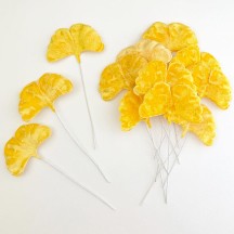 Golden Yellow Velvet Ginkgo Leaves ~ Set of 12