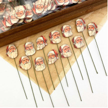 Santa Faces Craft Picks ~ Bundle of 12 Retro-Style Christmas Stems
