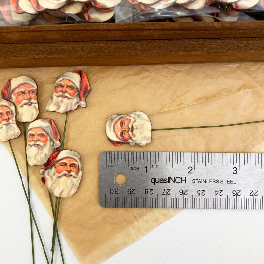 Santa Faces Craft Picks ~ Bundle of 12 Retro-Style Christmas Stems