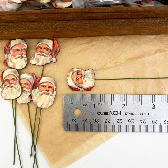Santa Faces Craft Picks ~ Bundle of 12 Retro-Style Christmas Stems