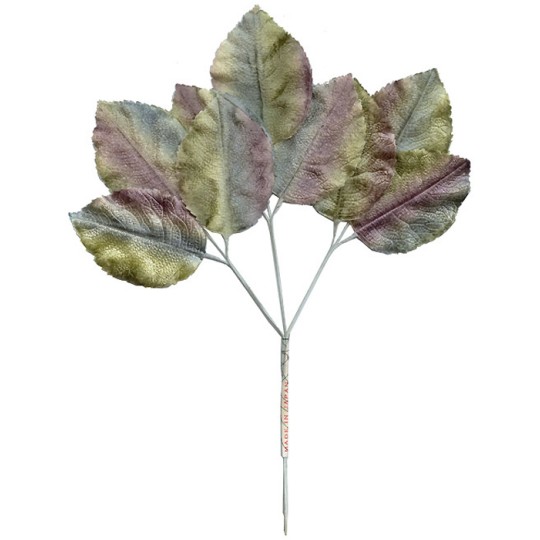 Large Sprig of Pale Green, Lavender and Aqua Velvet Rose Leaves ~ Vintage Japan