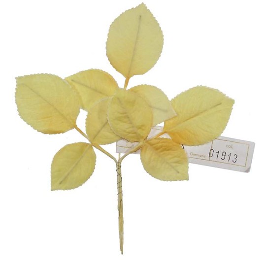 Sprig of Yellow Ombre 2 Layer Rose Leaves ~ Vintage Germany