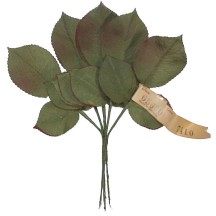 18 Olive Green Embossed Rose Leaves ~ Vintage Germany