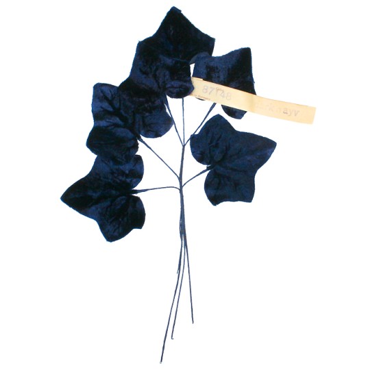 Spray of Large Navy Blue Velvet Ivy Leaves ~ Vintage Germany