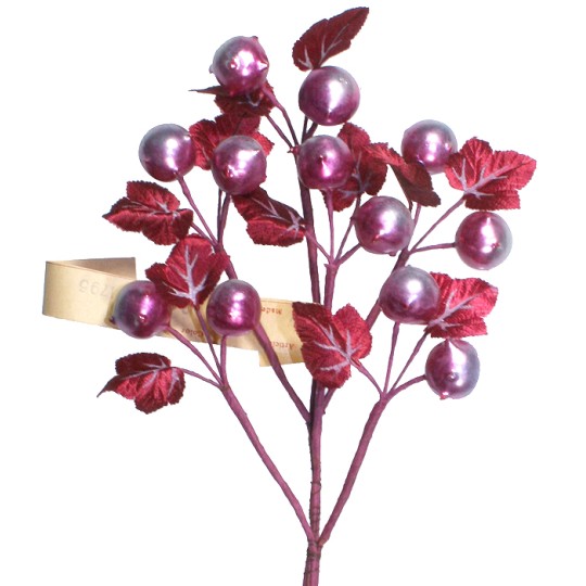 Spray of Pearlized Chestnuts with Handpainted Burgundy Leaves ~ Vintage Germany