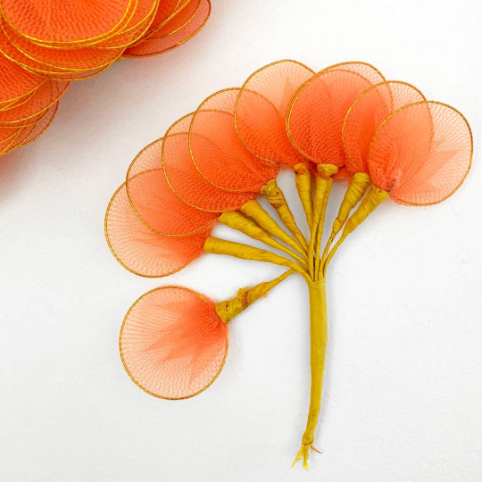 Old Fashioned Net Leaves or Fairy, Angel Wings ~ ORANGE + GOLD