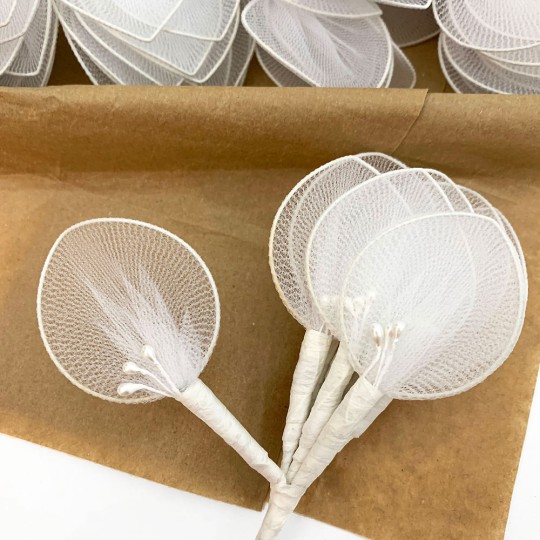 Old Fashioned Net Leaves or Fairy, Angel Wings ~ WHITE with PEPS