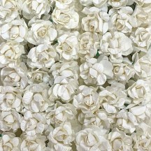 12 Ivory Paper Curly Rose Flowers