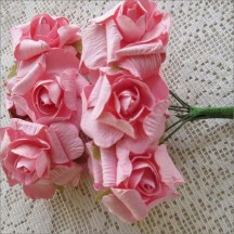 12 Paper Crinkle Roses in Pink