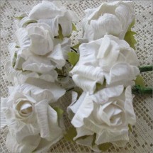 12 Paper Crinkle Roses in White