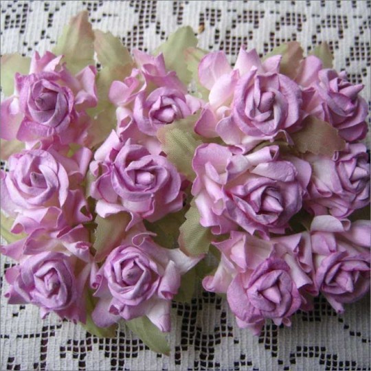 12 Lavender Dainty Rose Paper Flowers