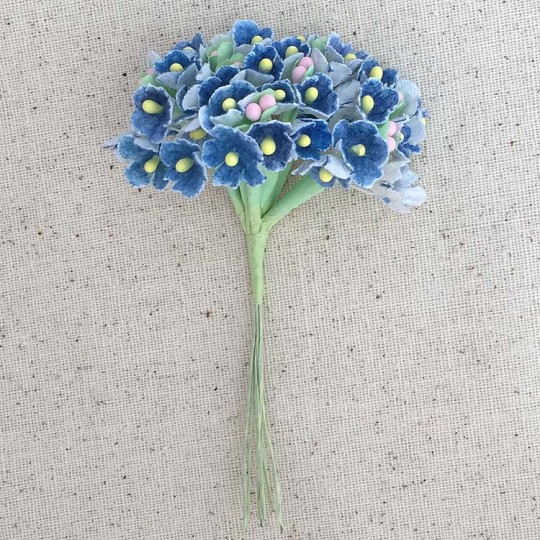 1 Bouquet of Paper Forget Me Nots in Denim Blue