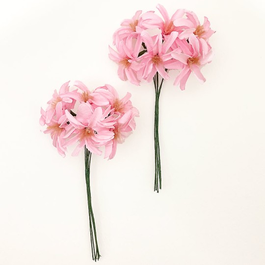 12 Light Pink Paper Lilies or Star Flowers